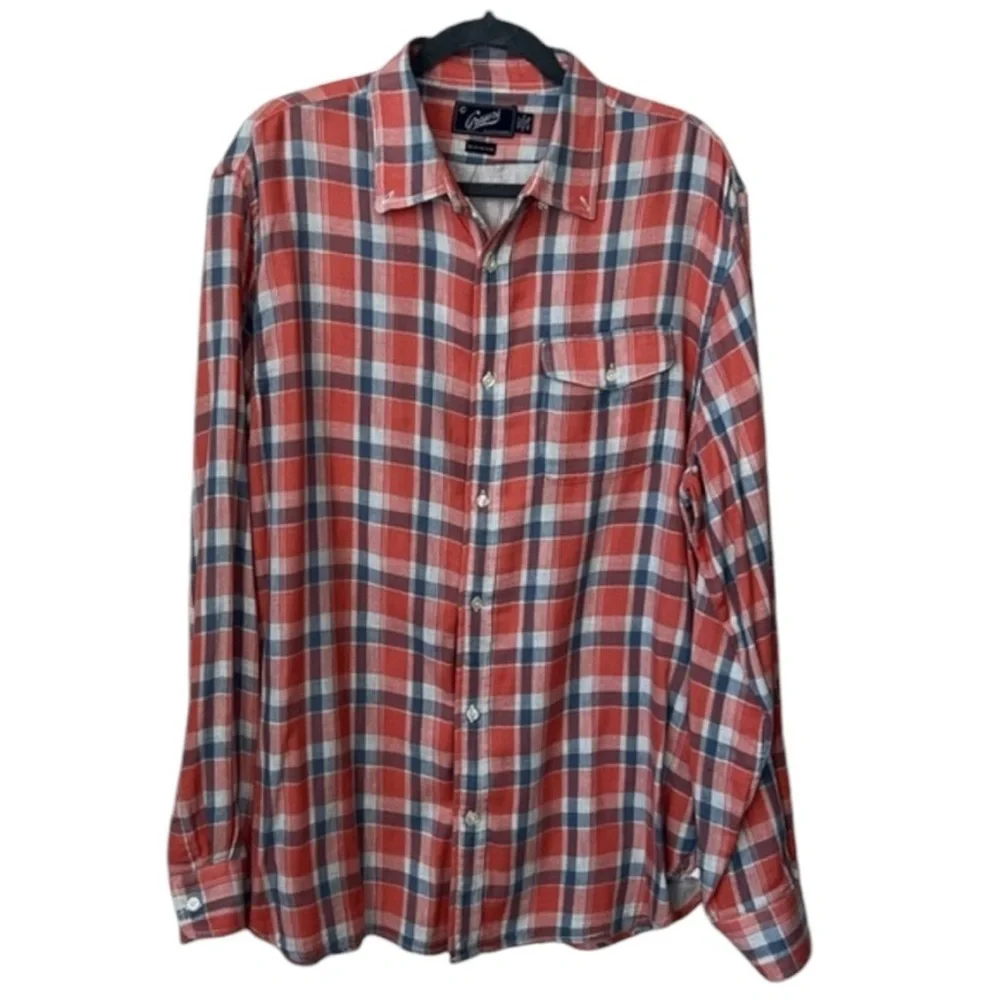 Grayers Cotton Flannel Plaid Lo g Sleeve Button Down Top Size XL